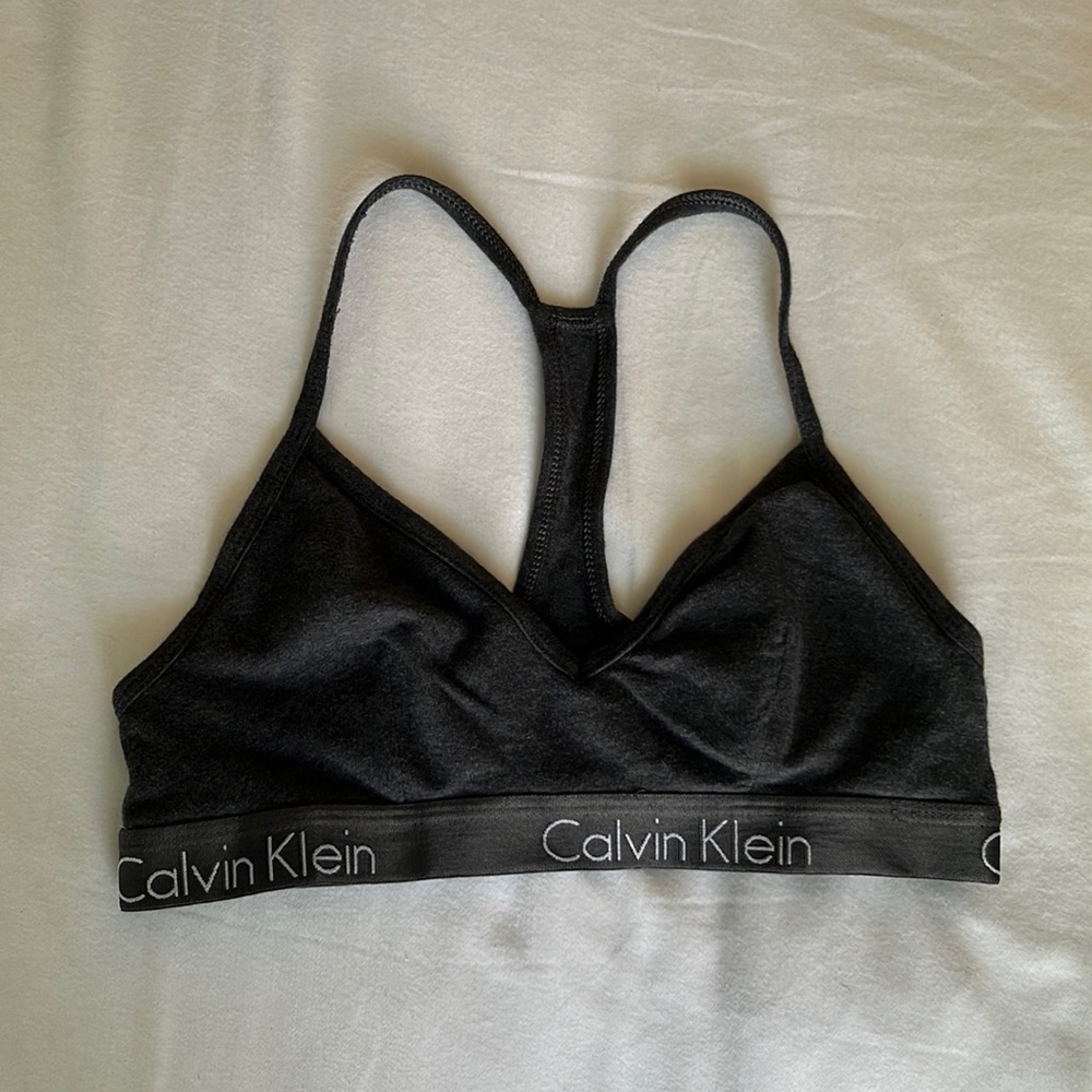 grey calvin klein bra